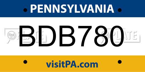BDB780 Pennsylvania License Plate