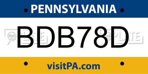 BDB78D Pennsylvania License Plate