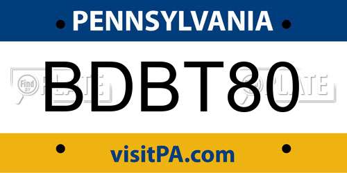 BDBT80 Pennsylvania License Plate