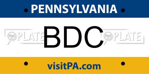 BDC Pennsylvania License Plate