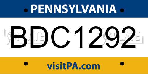 BDC1292 Pennsylvania License Plate
