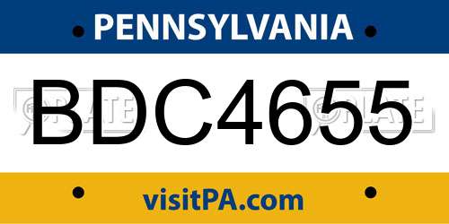 BDC4655 Pennsylvania License Plate