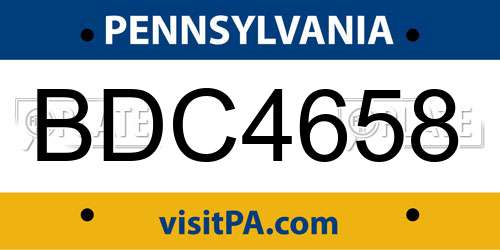 BDC4658 Pennsylvania License Plate