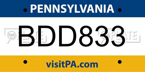 BDD833 Pennsylvania License Plate