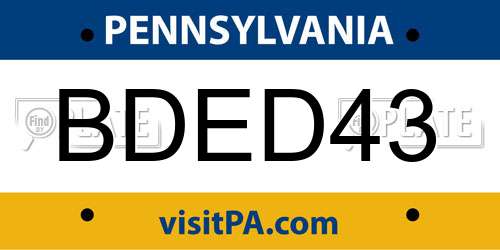 BDED43 Pennsylvania License Plate
