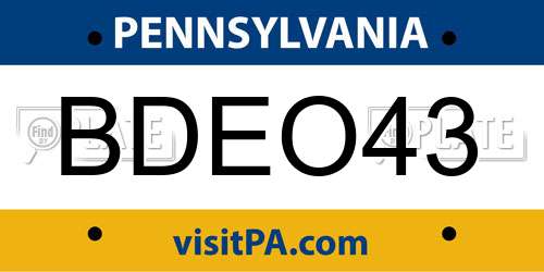 BDEO43 Pennsylvania License Plate
