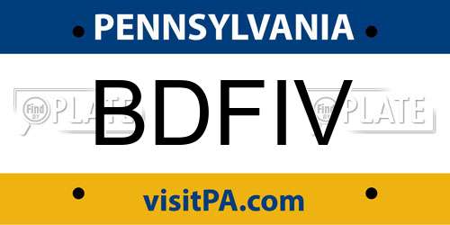 BDFIV Pennsylvania License Plate