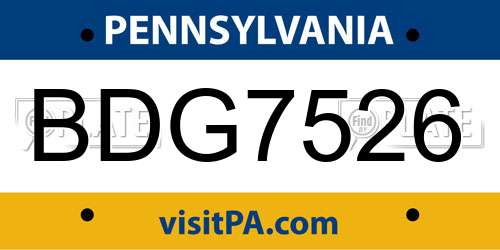 BDG7526 Pennsylvania License Plate
