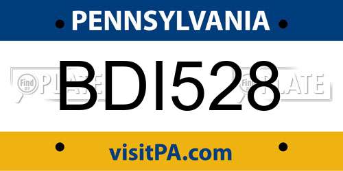 BDI528 Pennsylvania License Plate