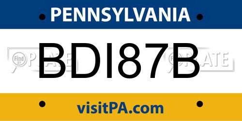 BDI87B Pennsylvania License Plate