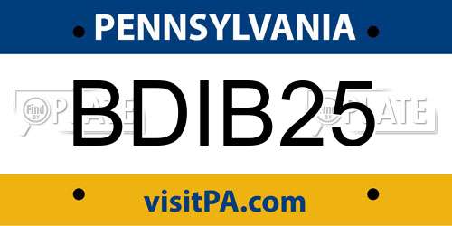 BDIB25 Pennsylvania License Plate