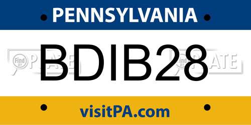 BDIB28 Pennsylvania License Plate