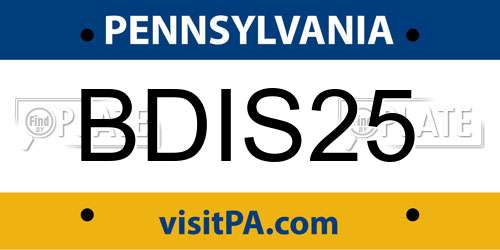 BDIS25 Pennsylvania License Plate