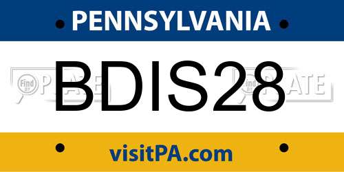BDIS28 Pennsylvania License Plate