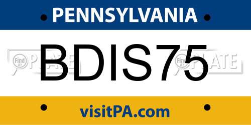 BDIS75 Pennsylvania License Plate