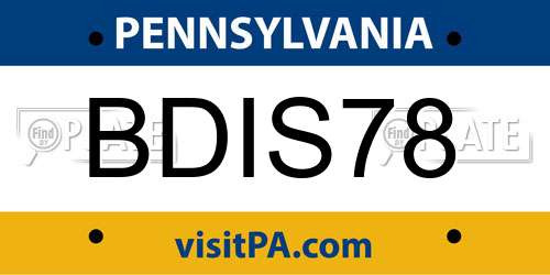 BDIS78 Pennsylvania License Plate