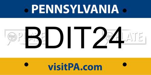 BDIT24 Pennsylvania License Plate