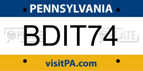 BDIT74 Pennsylvania License Plate