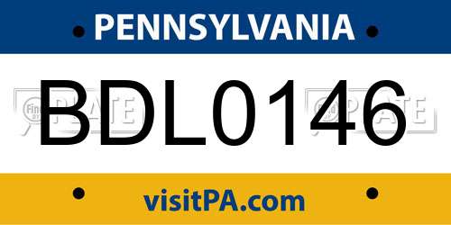 BDL0146 Pennsylvania License Plate