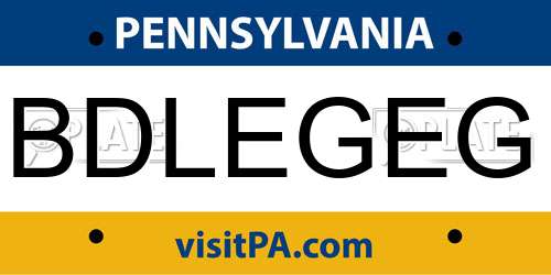 BDLEGEG Pennsylvania License Plate