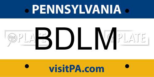 BDLM Pennsylvania License Plate