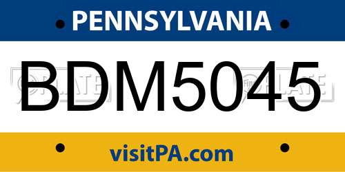 BDM5045 Pennsylvania License Plate