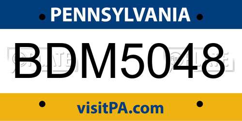 BDM5048 Pennsylvania License Plate