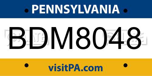 BDM8048 Pennsylvania License Plate