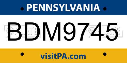 BDM9745 Pennsylvania License Plate