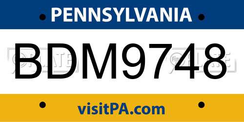 BDM9748 Pennsylvania License Plate