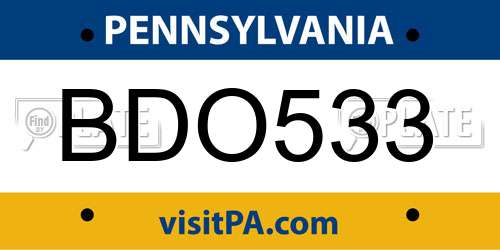 BDO533 Pennsylvania License Plate