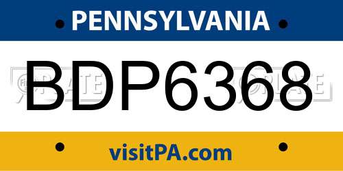 BDP6368 Pennsylvania License Plate