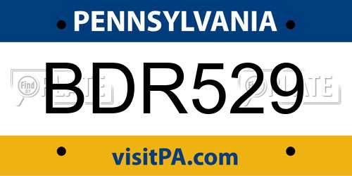 BDR529 Pennsylvania License Plate
