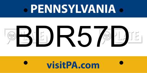 BDR57D Pennsylvania License Plate