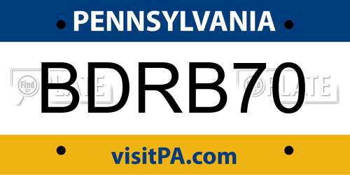 BDRB70 Pennsylvania License Plate