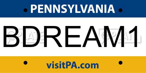 BDREAM1 Pennsylvania License Plate