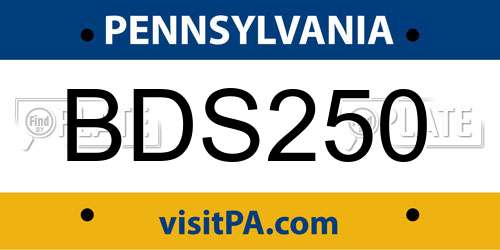 BDS250 Pennsylvania License Plate