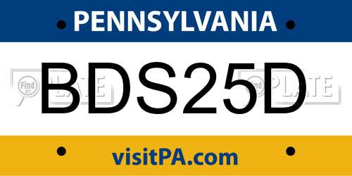 BDS25D Pennsylvania License Plate
