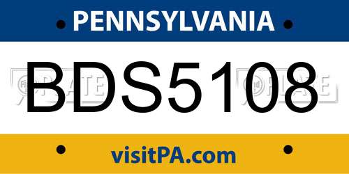 BDS5108 Pennsylvania License Plate