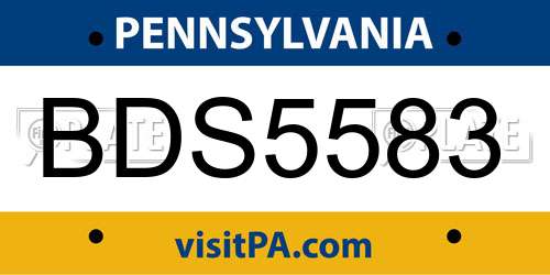BDS5583 Pennsylvania License Plate