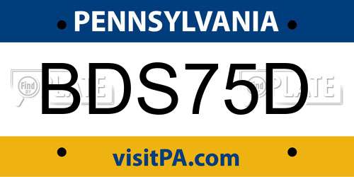 BDS75D Pennsylvania License Plate