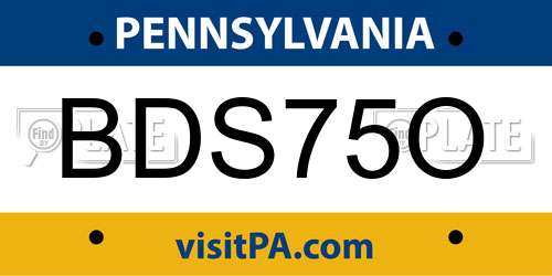 BDS75O Pennsylvania License Plate