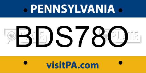BDS78O Pennsylvania License Plate