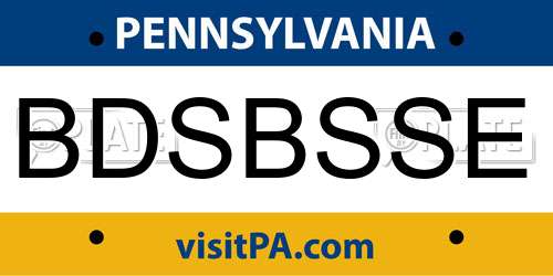 BDSBSSE Pennsylvania License Plate