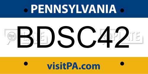 BDSC42 Pennsylvania License Plate