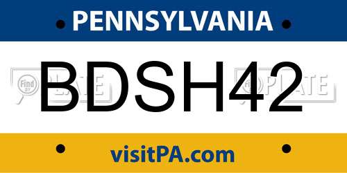 BDSH42 Pennsylvania License Plate