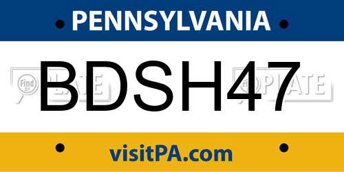 BDSH47 Pennsylvania License Plate