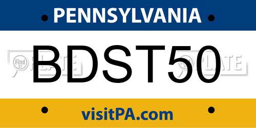 BDST50 Pennsylvania License Plate