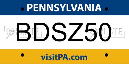 BDSZ50 Pennsylvania License Plate