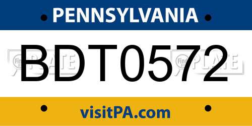 BDT0572 Pennsylvania License Plate